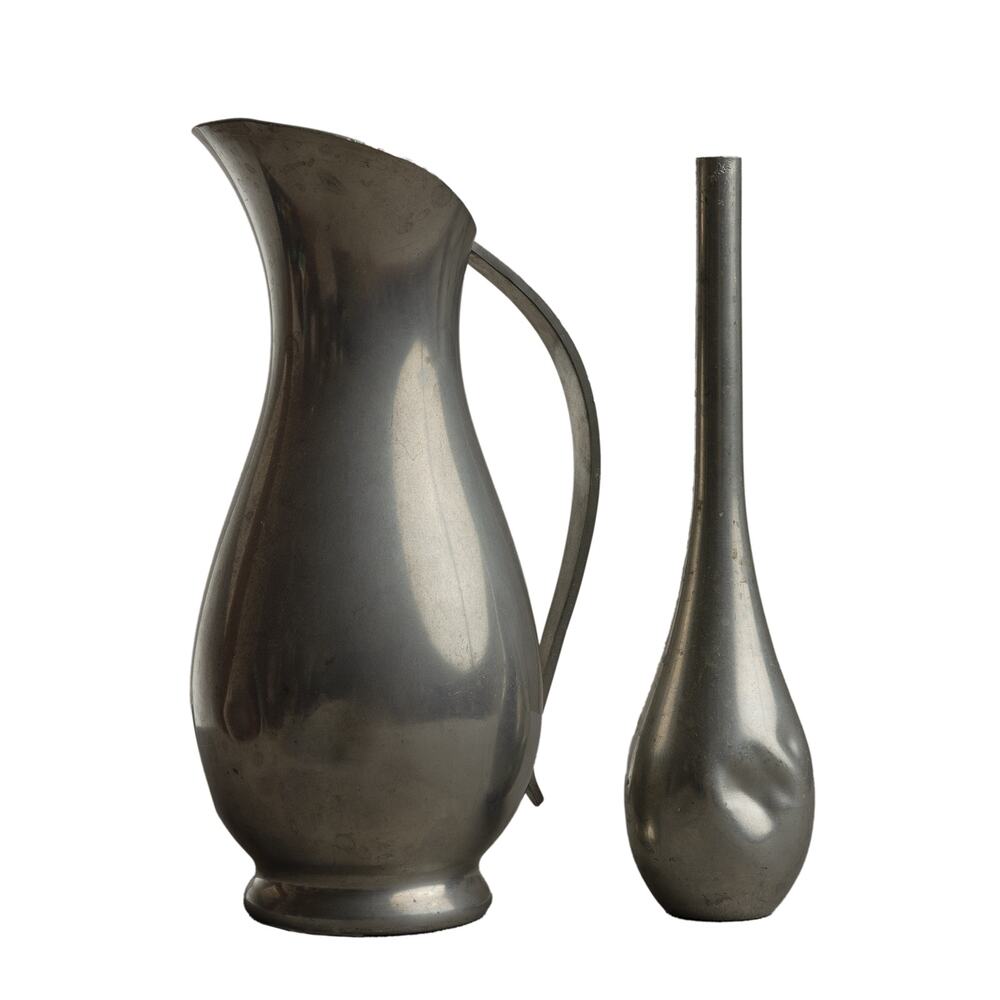 Vintage 60s MCM Royal Holland Pewter Pitcher And Bud Vase Lot